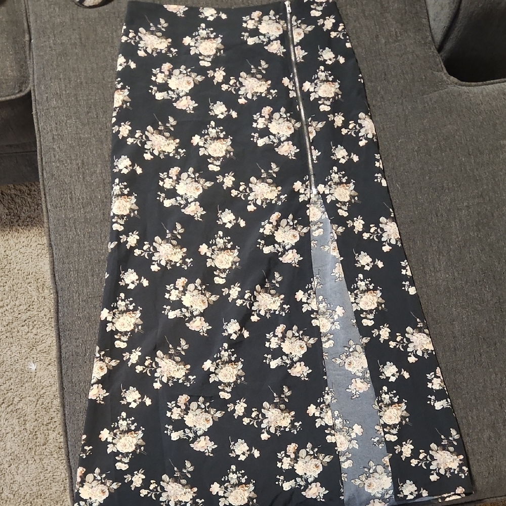 Floral Black Maxi Skirt